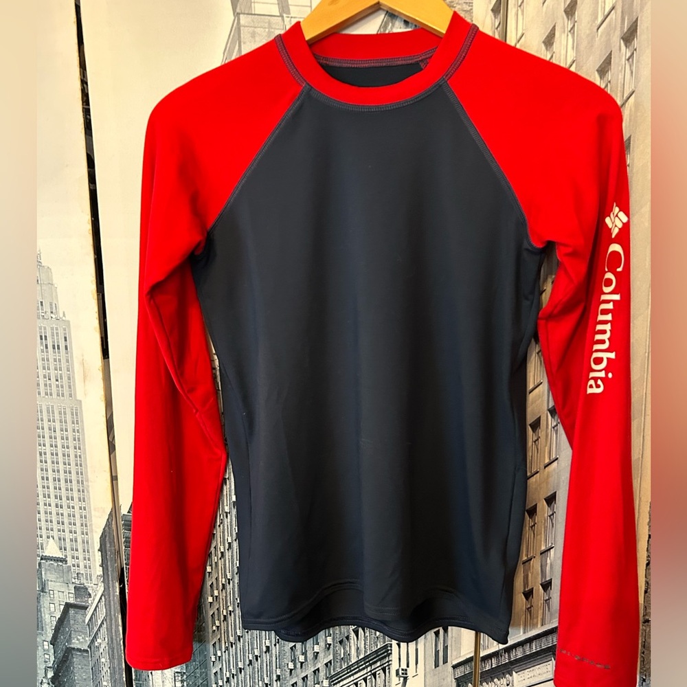 Columbia - Black and Red Long-Sleeve Shirt - Columbia written on sleeve